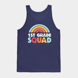 Cute School Teacher 1st Grade Squad with Retro Rainbow and Hearts Tank Top